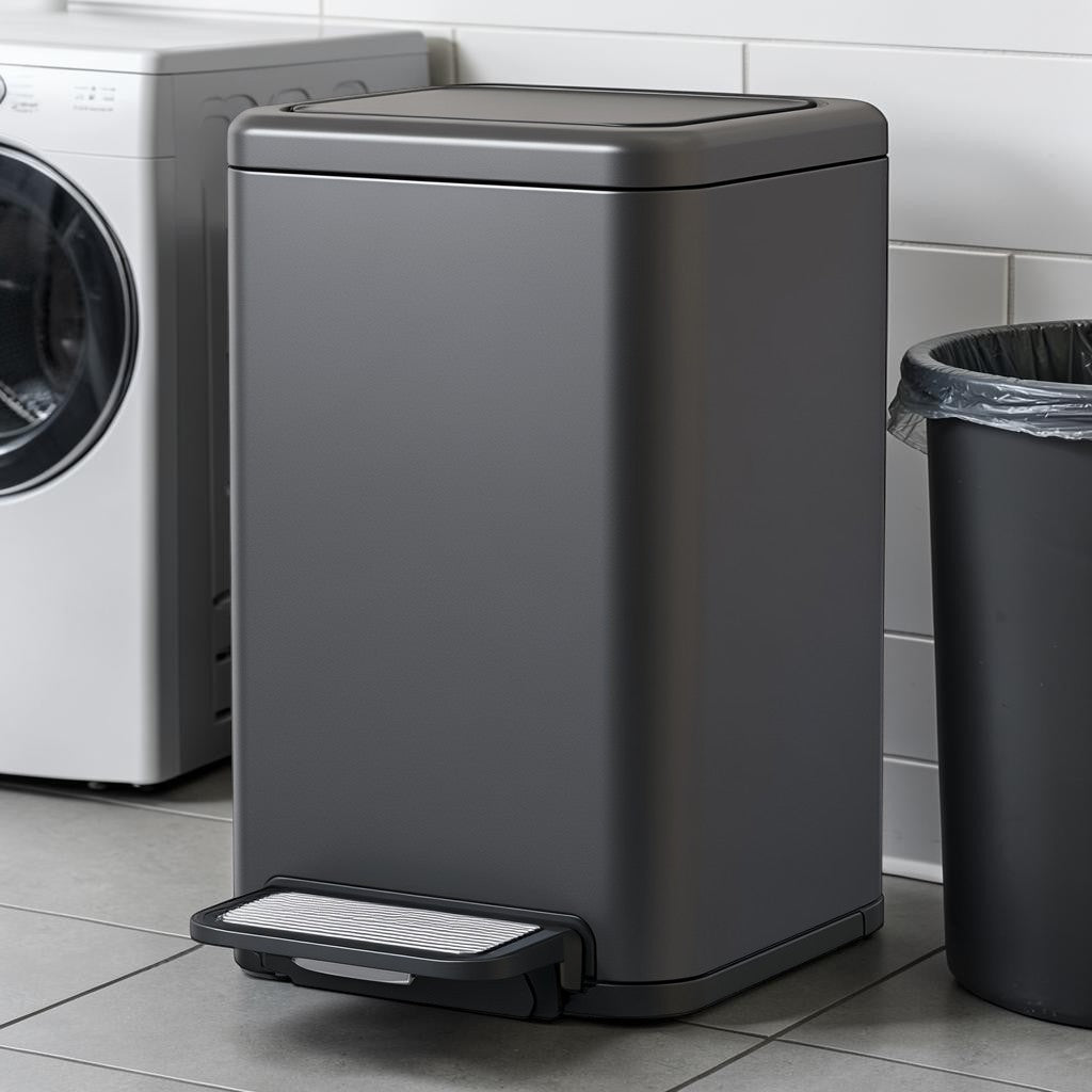 Rygel 16 Gallon Dual Trash Can and Recycle Bin Combo - 2-Compartment Step Waste Bin